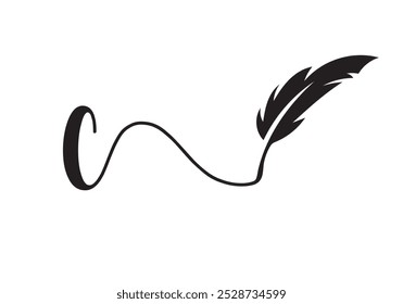 Letter C Feather Logo Design Vector Template. Feather Symbol