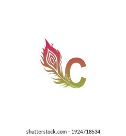 Letter C  with feather logo icon design vector illustration