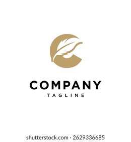 Letter C Feather Write Logo Icon Vector