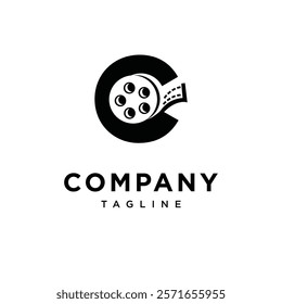 Letter C Film Roll Logo Icon Vector
