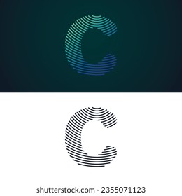 letter C fingerprint logo vector