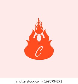 letter c fire logo simple and clean.