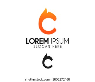 Letter C fire vector logo design. Flame icon concept. Modern logo for business identity. Creative symbol element or template