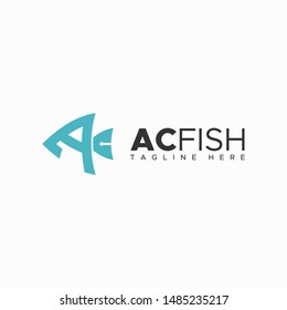 letter A and C for fish logo design