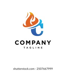 Letter C Flame logo icon vector.