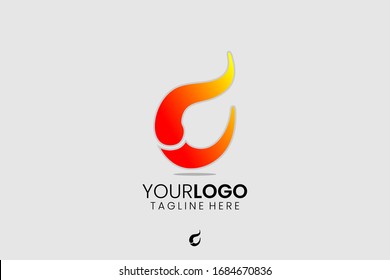Letter C, flame simple logo