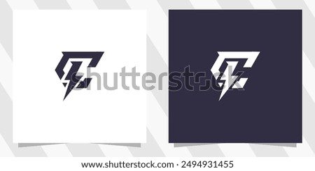 letter c with flash logo design vector