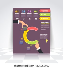 Letter C Flat Infographics Design Brochure, Cover, Flyer