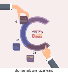 Letter C Flat Infographics Template and Web Elements - Business, Marketing Touch and Choose Concept Vector Design 