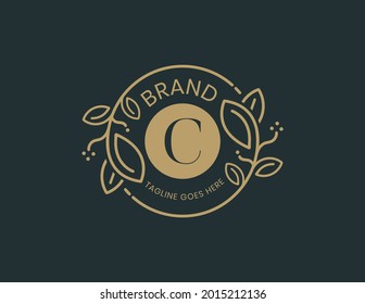 Letter C Floral Logo Design Template  Vector