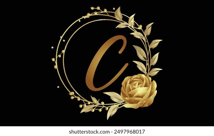 Letter C Floral Logo Design Template Vector