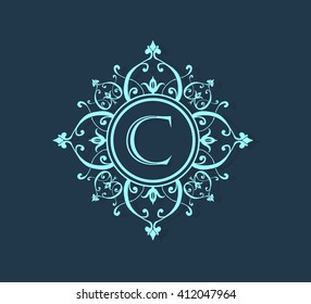 Letter C  Floral monogram.