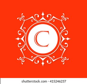 Letter  C Floral monogram.