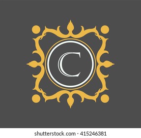 Letter  C  Floral monogram.