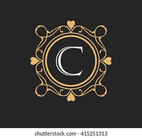 Letter C  Floral monogram.