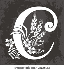 Letter C in the floral pattern