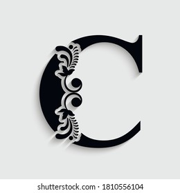 Blumenzierbrief C. Vektorlogo. Monogramm-Alphabet. Schöne Blumenschrift
