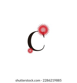 Letter C flowers geometric symbol simple logo vector