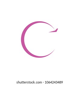letter c flying airplane circle logo vector
