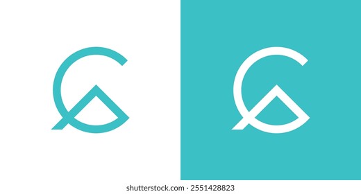 letter C and A font letter circle triangle arrow logo design CA