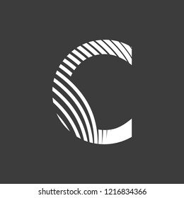 letter C font typography art deco 20s on gray background editable vector