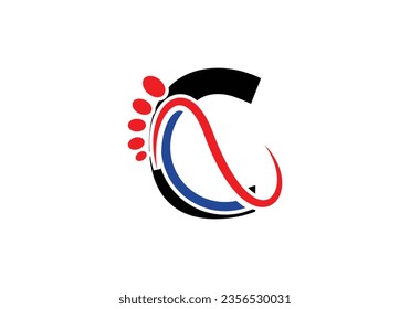 Letter C Foot Logo Design Vector Template. 