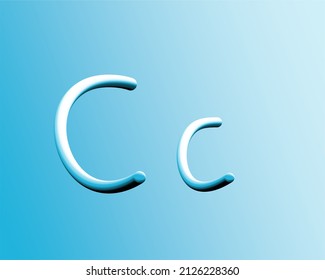 Buchstabe C in Form von 3D-Grafikdesign mit hellblauem Farbverlauf