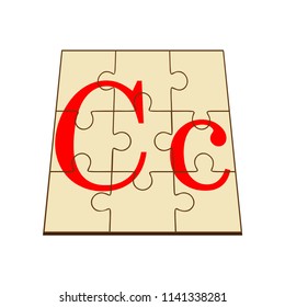 letter C in the form of a folded puzzle