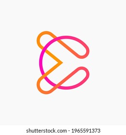 The letter C and forward arrow symbol combined with the monoline style in a unique and simple way. Modern logos that are sophisticated and easy to remember. Suitable for technology companies, etc.