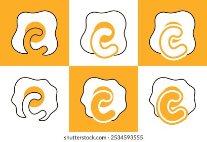 Letter C fried egg, sunny side up egg, omelette. This logo combines letters and fried egg. Suitable for egg shops, chicken farmers, street food and the like.