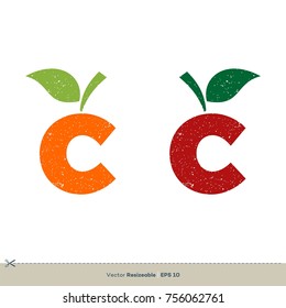 Letter C Fruit Icon Vector Logo Template Illustration Design. Vector EPS 10.