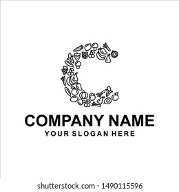 letter C fruit logo vector