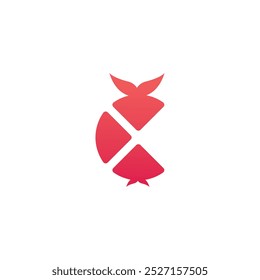 Letra C fruta ícone único ilustração vetor. Elemento de design do logotipo C abstrato.