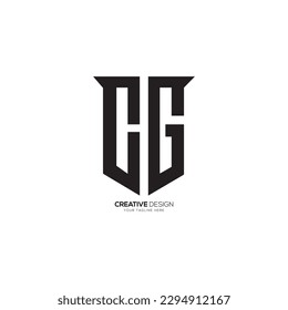 Letter C G with classic shield security business monogram tech logo