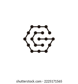 Letter C and G hexagon, molecules geometric symbol simple logo vector