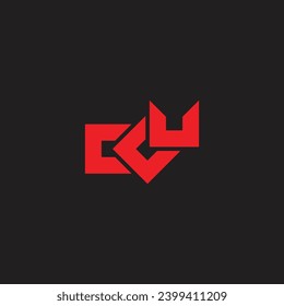 Letter c G U knifes geometric symbol simple logo vector