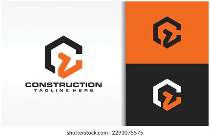 Letter C G V logo construction