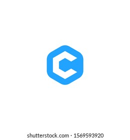 Letter C geometric blue logo design