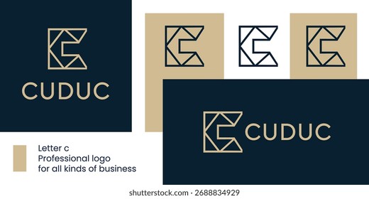 Logotipo geométrico de la letra C construido a partir de triángulos afilados y líneas limpias, que simboliza la precisión, la creatividad y el diseño moderno. Ideal para marcas de arquitectura, tecnología o ingeniería.