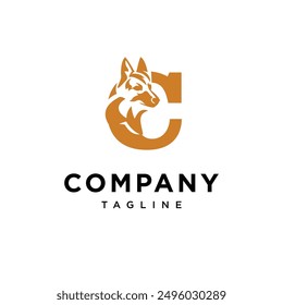 Letter C German Shepherd Logo Icon Vector