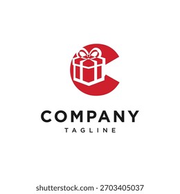 Letter C Gift Box Logo Icon Vector