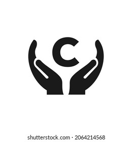 Letter C giving hand logo design. Hand logo design On Letter C vector template