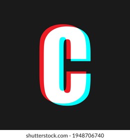 Letra C con efecto de destello sobre fondo negro