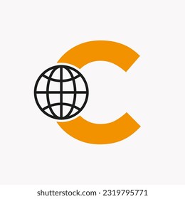 Letter C Global Logo Design. Global Logotype Symbol Vector Template