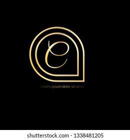 letter C gold logo concept. Designed for your web site design, logo, app, UI.letter C handwritten lettering