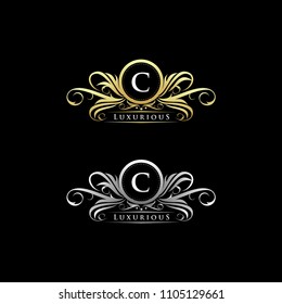 Letter C Gold and Silver Luxury Design Logo, suitable for Restaurant, Hotel, Boutique, Wedding or Business Identity