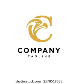 Letter C Golden Eagle Logo Icon Vector