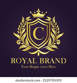 Letter C golden logo vector illustration.
