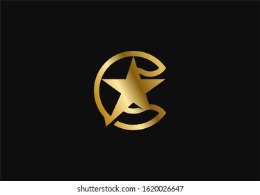 Letter C Golden Star Minimalist Logo