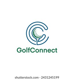 Letter C Golf Logo Concept With Moving Golf Ball	
